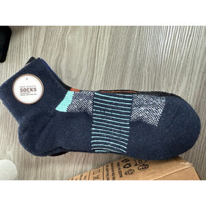 Men's Unbranded Navy Casual Socks with Light Blue Stripes, L